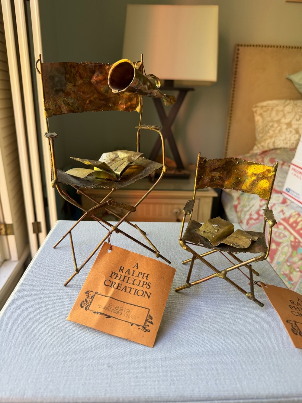 Ralph Phillips Copper Director Chair’s Sculptures - with tags